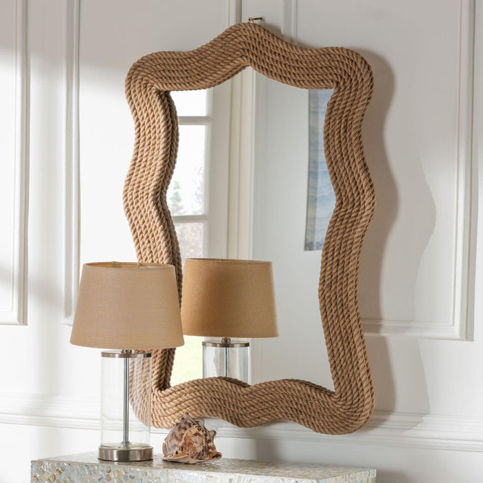 Quiana Coastal Woven Rope Accent Wall Mirror