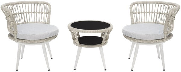 Kyomi 3 Piece Lounge Set/Grey Rope/Grey Cushion