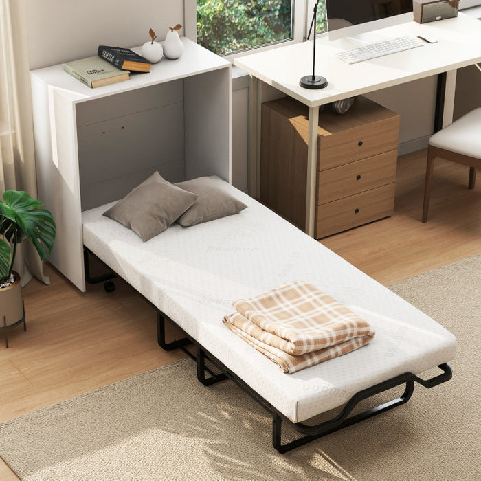 Cot Size Murphy Bed with Foldable Bed/White