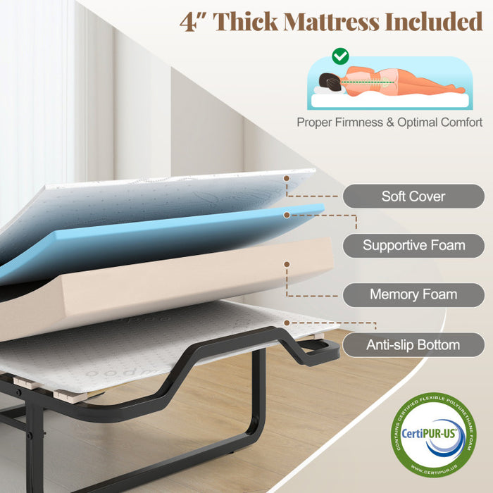 Cot Size Murphy Bed with Foldable Bed/White