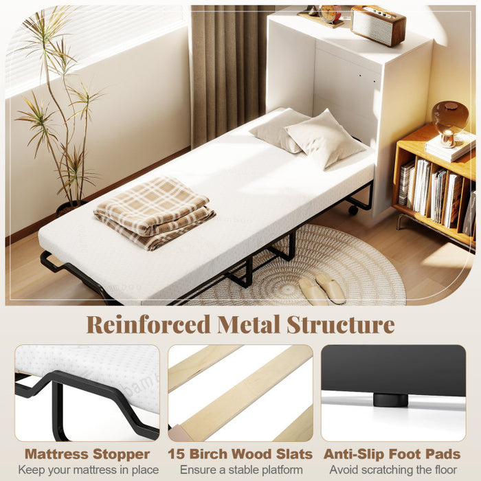 Cot Size Murphy Bed with Foldable Bed/White