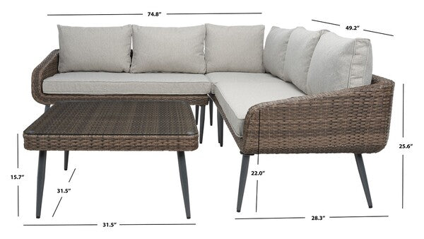 Onri 3 Pc Sofa Set/Brown/Grey