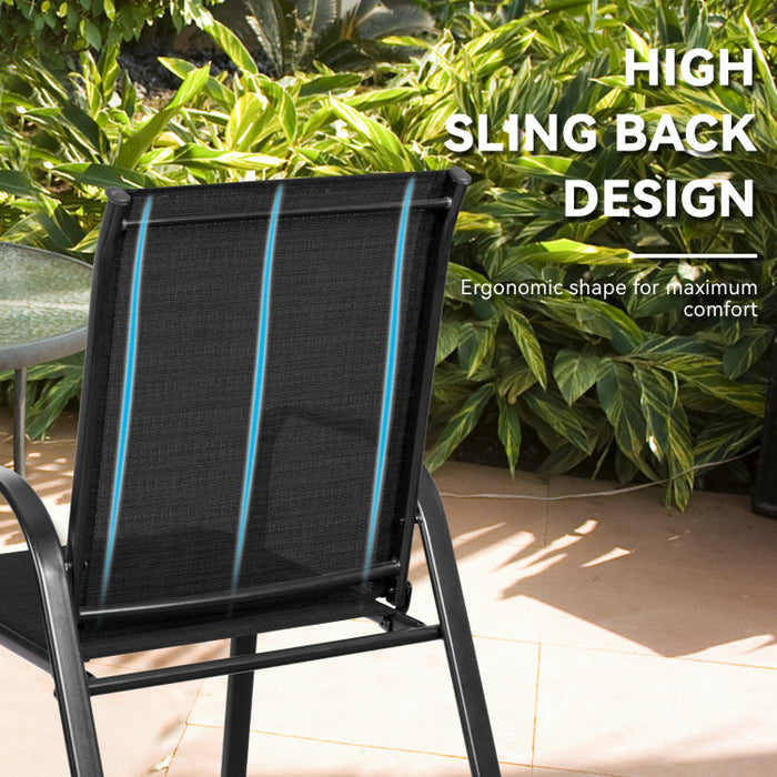 2 Pieces Patio Outdoor Dining Chair with Armrest/Black