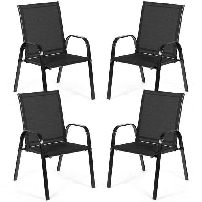 2 Pieces Patio Outdoor Dining Chair with Armrest/Black