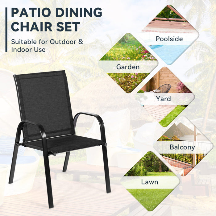 2 Pieces Patio Outdoor Dining Chair with Armrest/Black