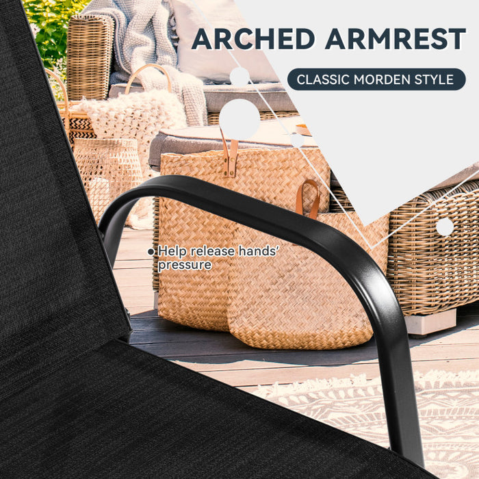 2 Pieces Patio Outdoor Dining Chair with Armrest/Black