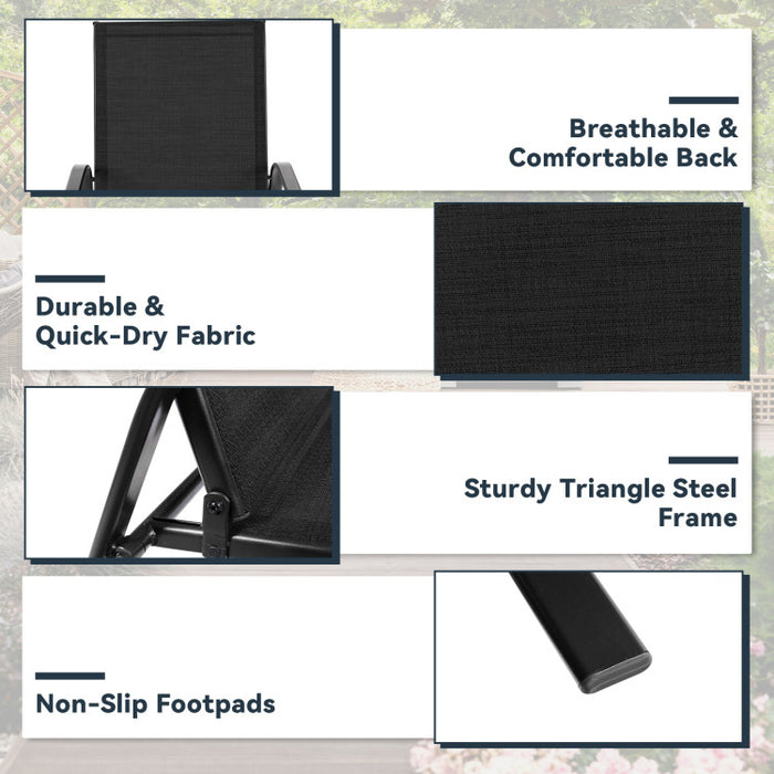2 Pieces Patio Outdoor Dining Chair with Armrest/Black