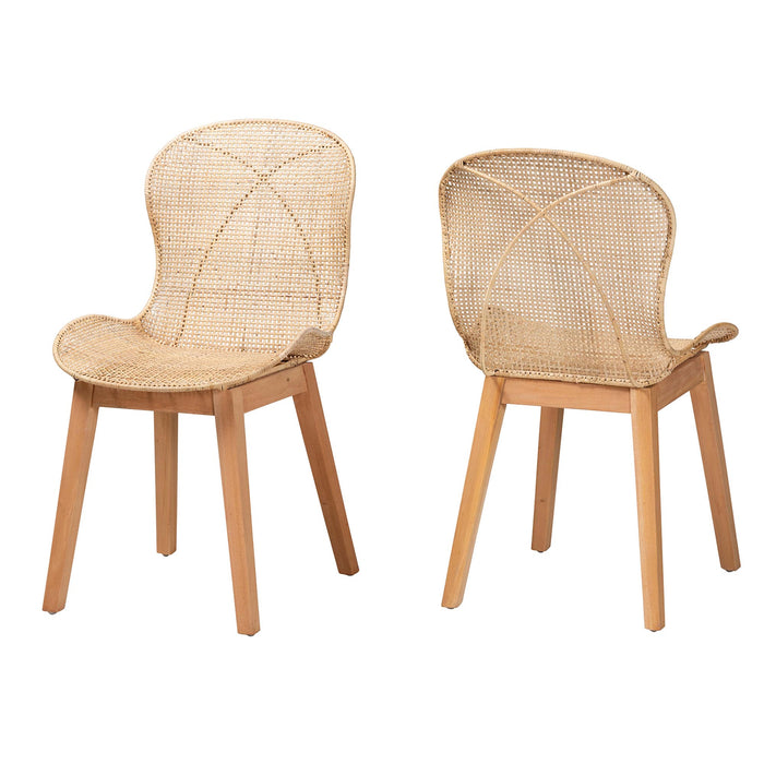 Sabelle Japandi Rattan 2 Piece Dining Chair