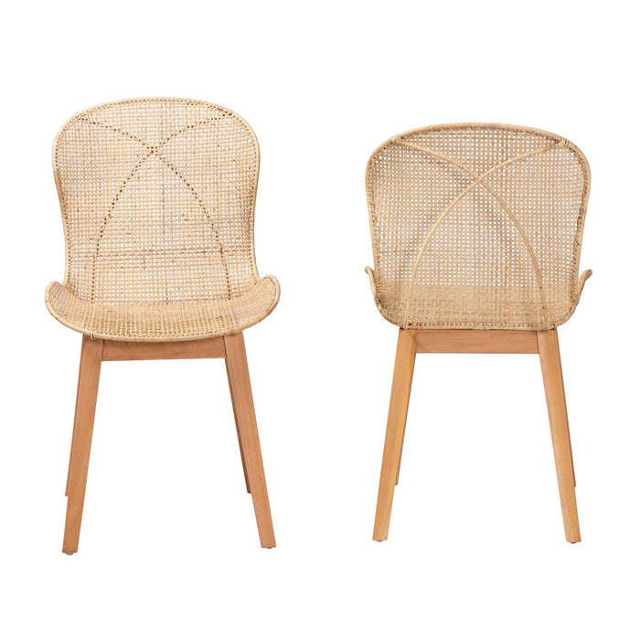 Sabelle Japandi Rattan 2 Piece Dining Chair