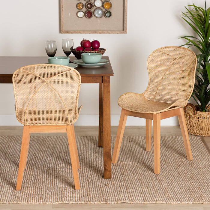 Sabelle Japandi Rattan 2 Piece Dining Chair