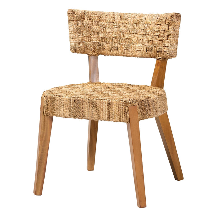 Sabit Bohemian Seagrass & Mahogany Wood Dining Chair