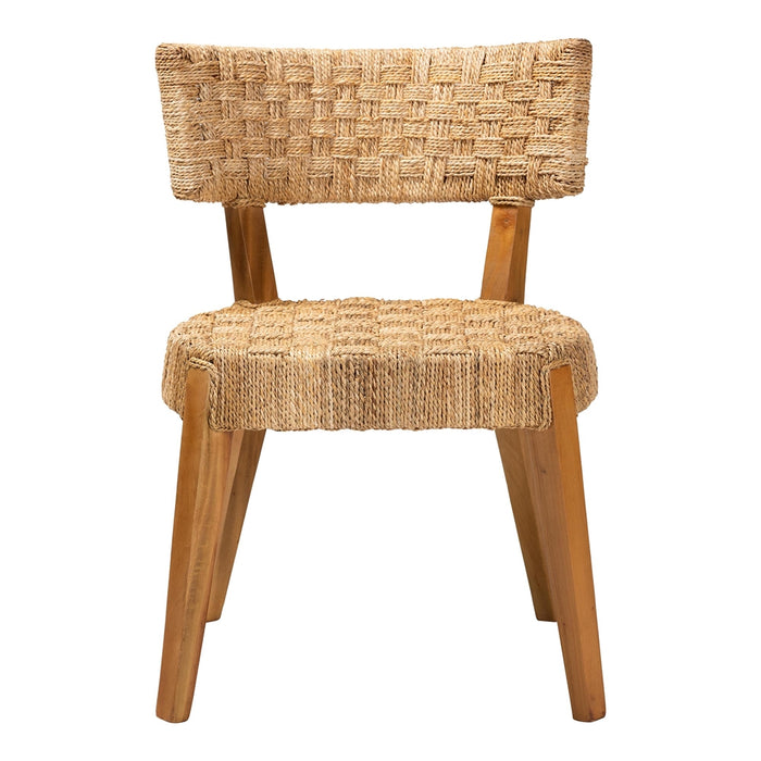 Sabit Bohemian Seagrass & Mahogany Wood Dining Chair