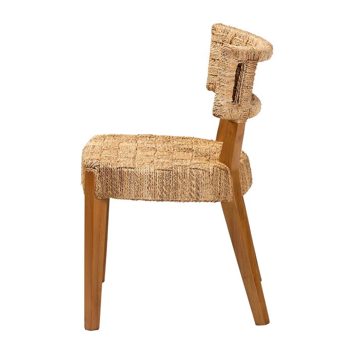 Sabit Bohemian Seagrass & Mahogany Wood Dining Chair
