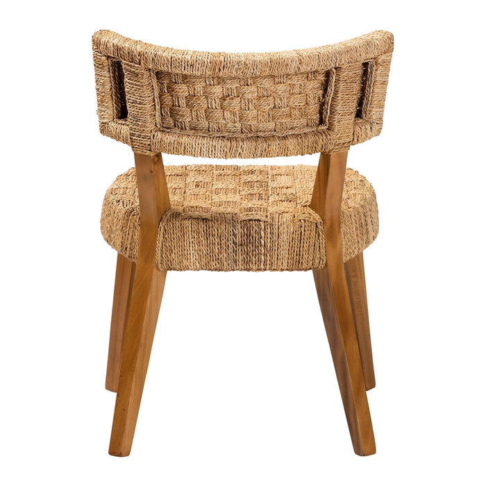 Sabit Bohemian Seagrass & Mahogany Wood Dining Chair
