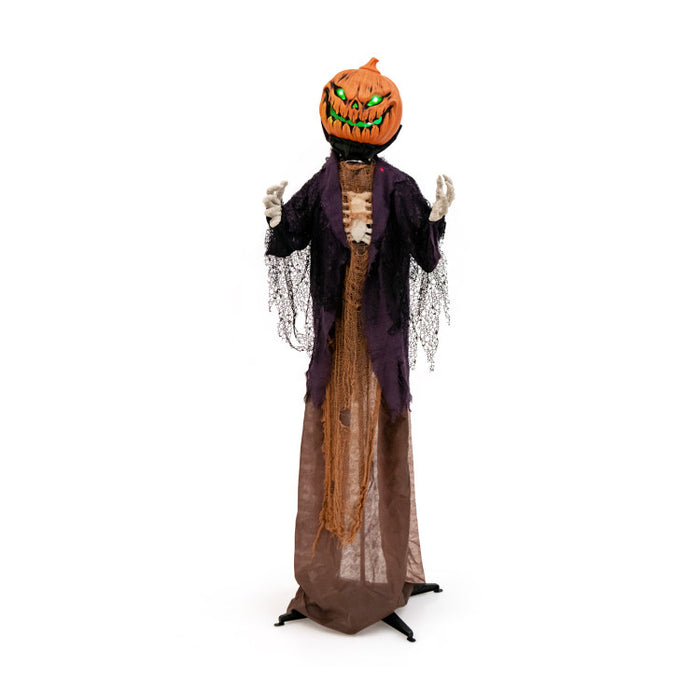 5.6 Feet Halloween Animated Standing Pumpkin Scarecrow