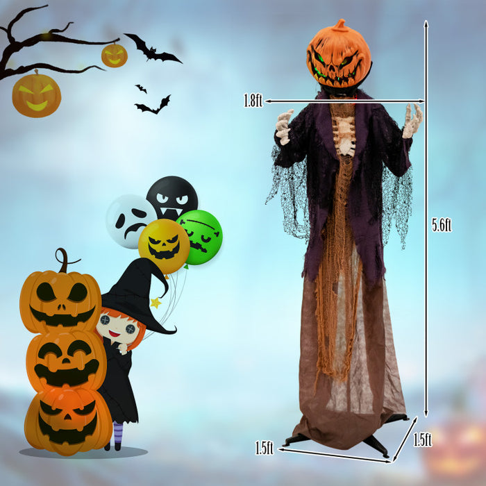 5.6 Feet Halloween Animated Standing Pumpkin Scarecrow