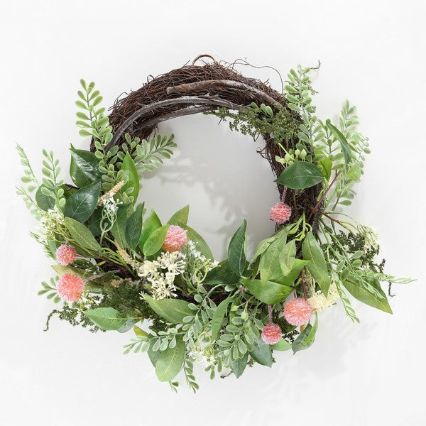 Faux 21 Inch Sweetgum & Mandarin Semi-wreath