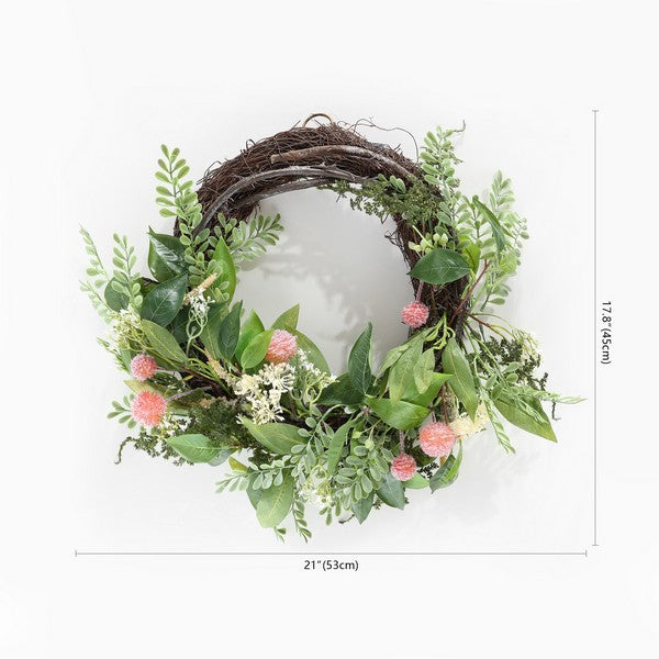 Faux 21 Inch Sweetgum & Mandarin Semi-wreath
