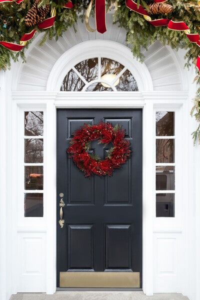 Faux 30 Inch Red Berry & Pine Led Wreath