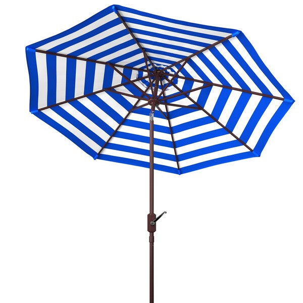 Athens Inside Out Striped 9ft Crank Outdoor Auto Tilt Umbrella/ Pacific Blue