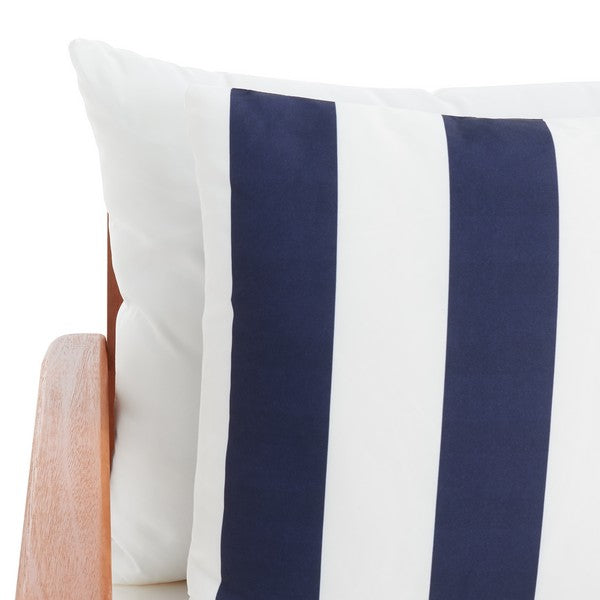 Deacon 4 Pc Living Set/Natural Beige/White Navy Pillow