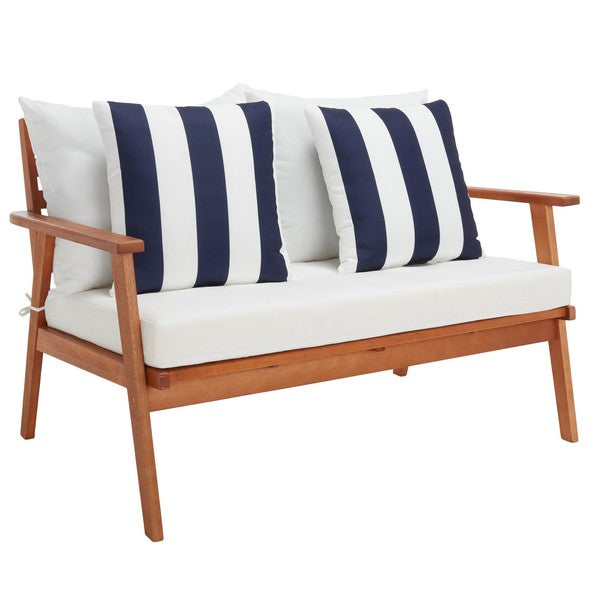 Deacon 4 Pc Living Set/Natural Beige/White Navy Pillow