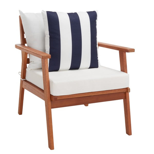 Deacon 4 Pc Living Set/Natural Beige/White Navy Pillow