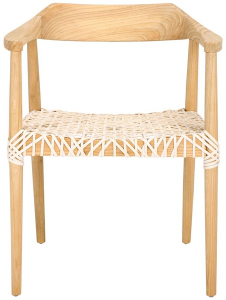 Munro Leather Woven Accent Chair/Natural White