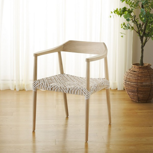 Munro Leather Woven Accent Chair/Natural White