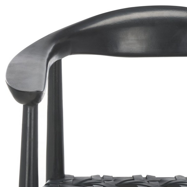 Walda Leather Woven Accent Chair/Black