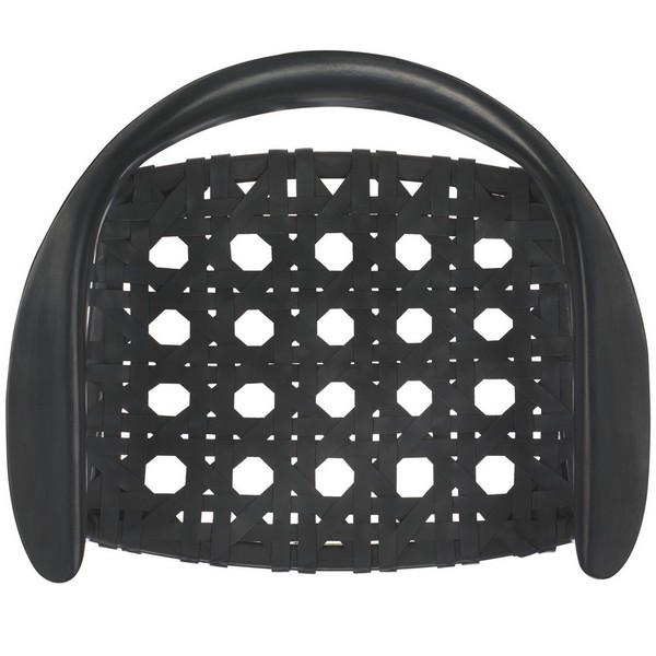 Walda Leather Woven Accent Chair/Black