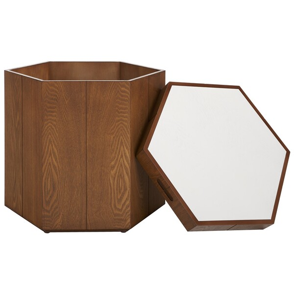 Rafaela Hexagon Accent Table/Walnut White