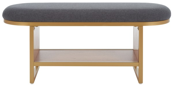Iona Open Shelf Bench W/cushion/Dark Grey Walnut
