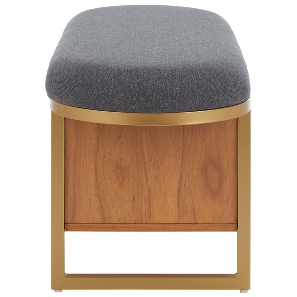 Iona Open Shelf Bench W/cushion/Dark Grey Walnut