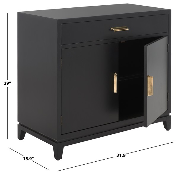 Nigel 2 Door 1 Drawer Chest/Black Brass