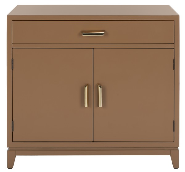 Nigel 2 Door 1 Drawer Chest/Taupe Brass