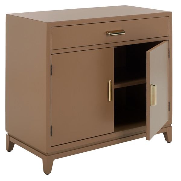 Nigel 2 Door 1 Drawer Chest/Taupe Brass