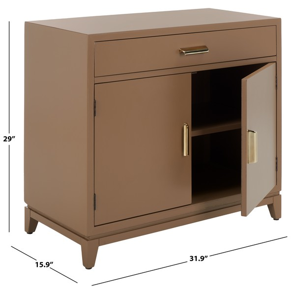 Nigel 2 Door 1 Drawer Chest/Taupe Brass