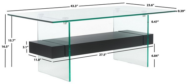 Kayley Glass Coffee Table/Glass Black
