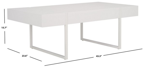 Tristan Rectangular Modern Coffee Table/White