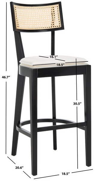 Galway Cane Bar Stool/Black Natural