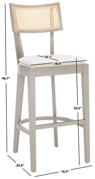 Galway Cane Bar Stool/Grey Natural