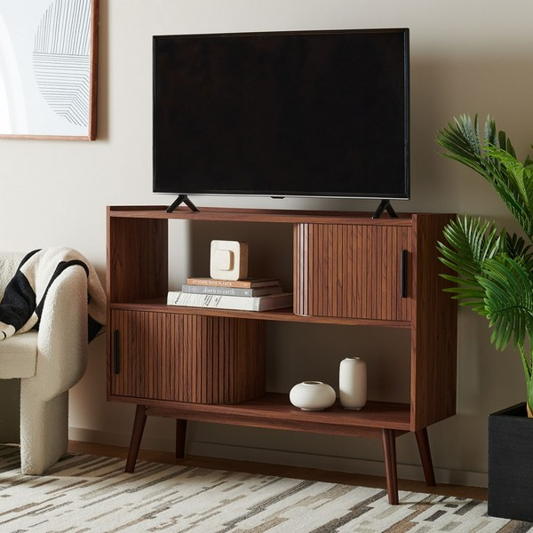 Javante Tambour Door Media Stand/Walnut