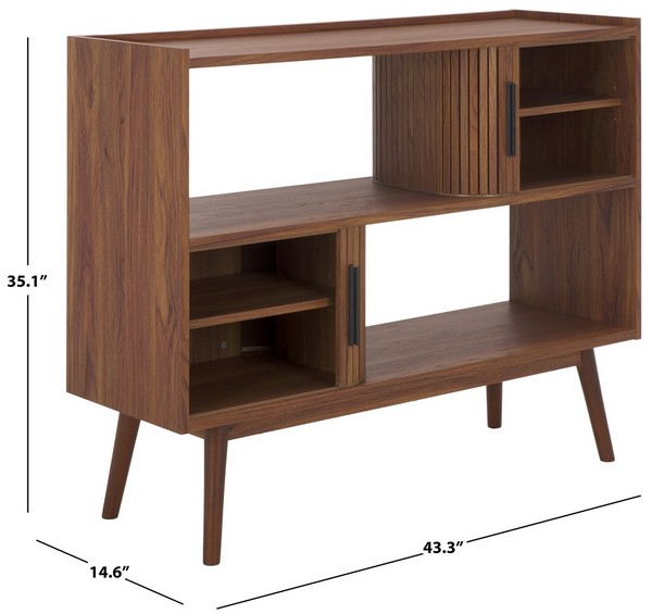 Javante Tambour Door Media Stand/Walnut