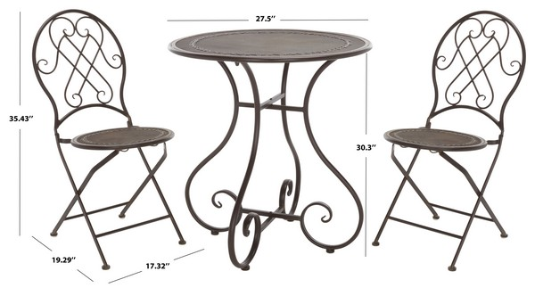 Adriel 3pc Bistro Set/Rustic Brown