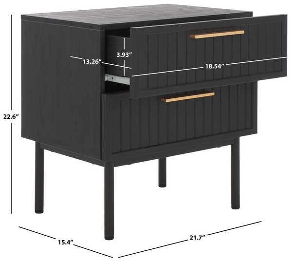 Axelle 2 Drawer Nightstand/Black Gold