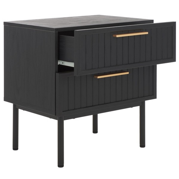 Axelle 2 Drawer Nightstand/Black Gold