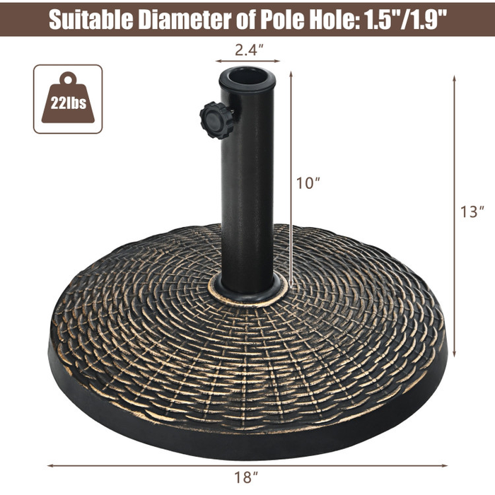 22Lbs Patio Umbrella Base with Wicker Style for Outdoor Use