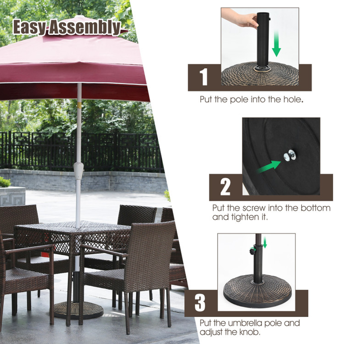 22Lbs Patio Umbrella Base with Wicker Style for Outdoor Use