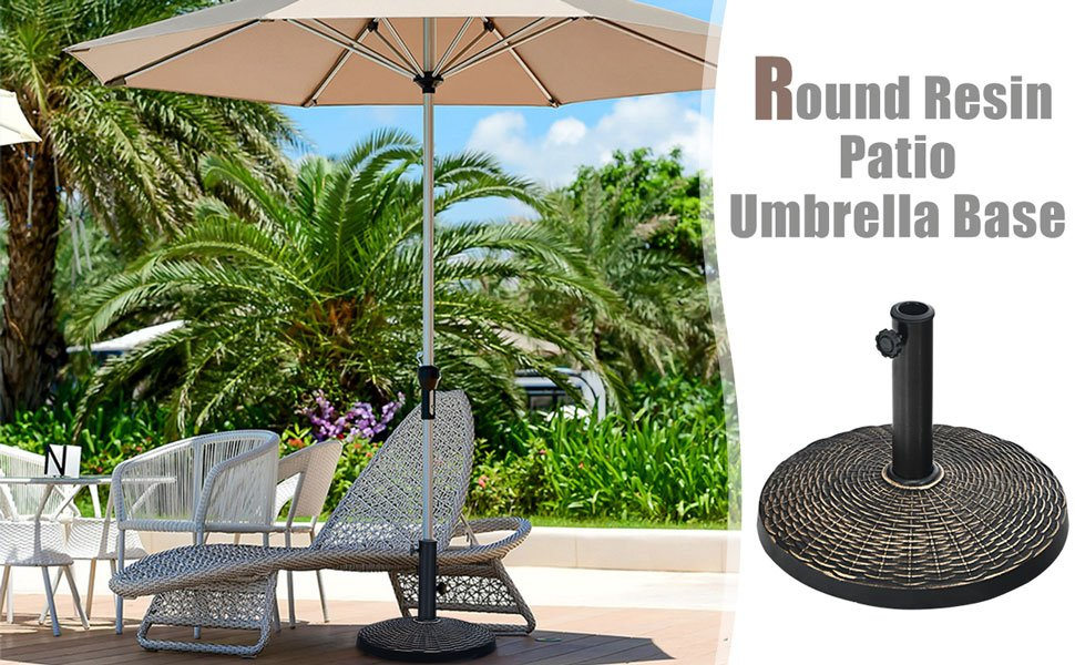 22Lbs Patio Umbrella Base with Wicker Style for Outdoor Use